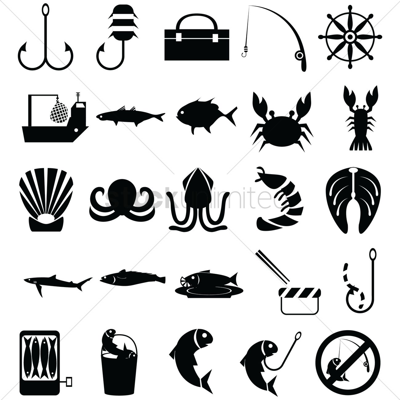 1300x1300 Set Of Fishing Icons Vector Image