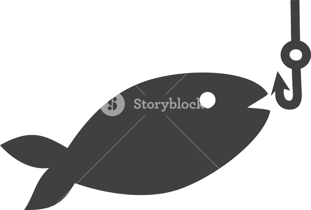 1000x677 Simple Fishing Icon With Fish And Hook In Vector Royalty Free