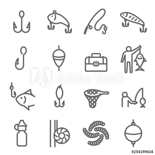 500x500 Fishing Icon Set Contains Such Icons As Fish Hook, Net, Fishing