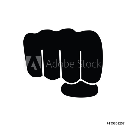 500x500 Isolated Black Fist Icon Logo On White Background