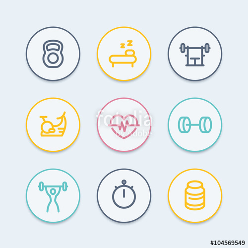 Fitness Line Icons, Thick Outline, Fit And Active Lifestyle 500x500 Fitness Line Icons, Thick Outline, Fit And Active Lifestyle