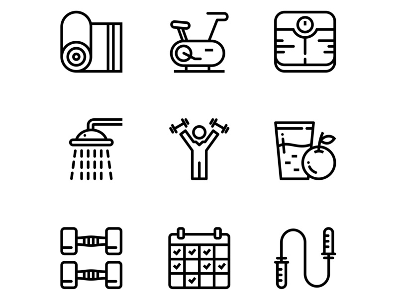 Workout, Fitness, Gym Icons Set 800x600 Workout, Fitness, Gym Icons Set