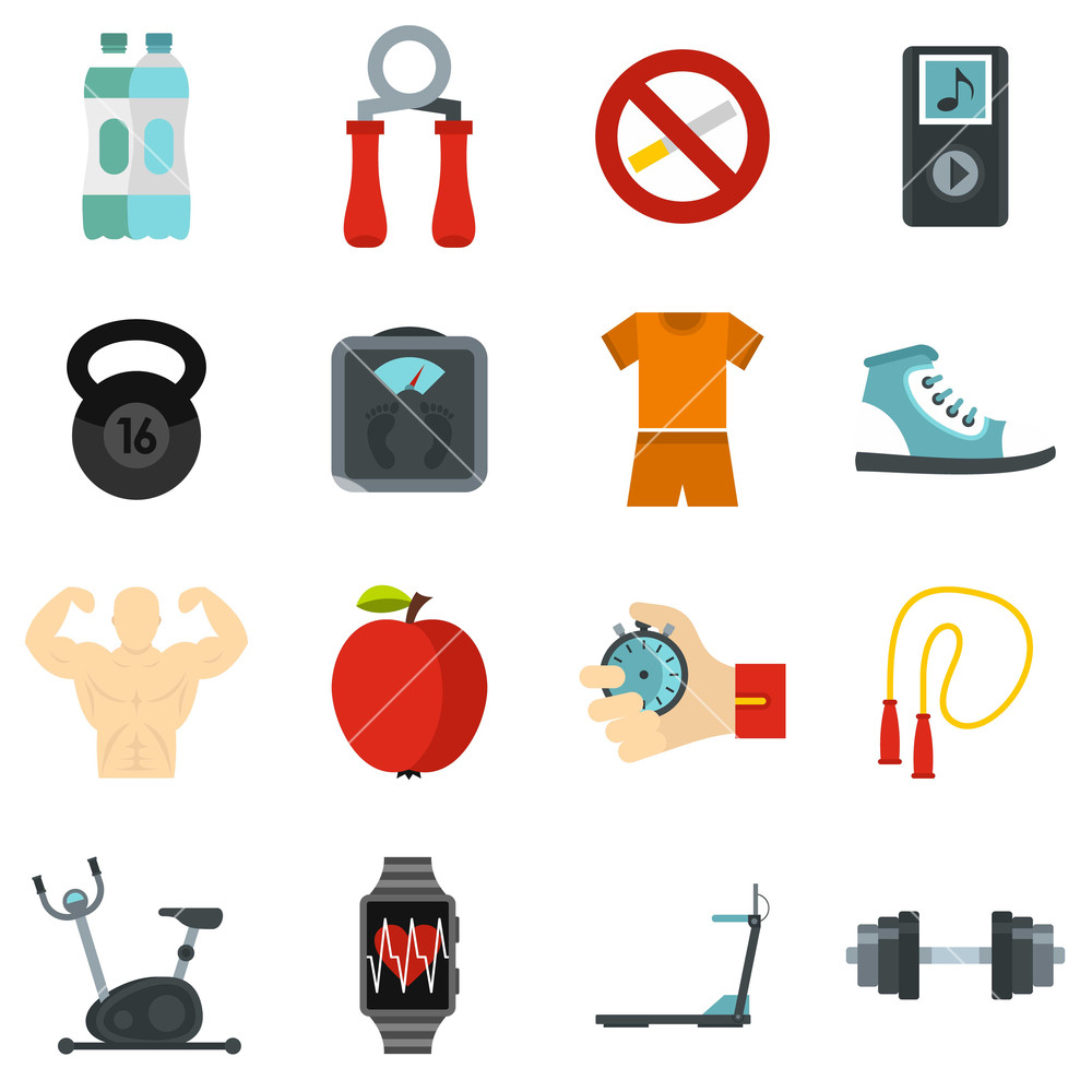 1000x1000 Fitness Icons Set Flat Illustration Of Fitness Vector Icons
