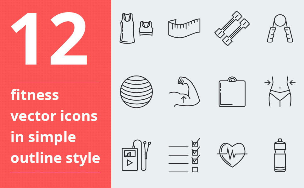967x600 Fitness Vector Iconset Template