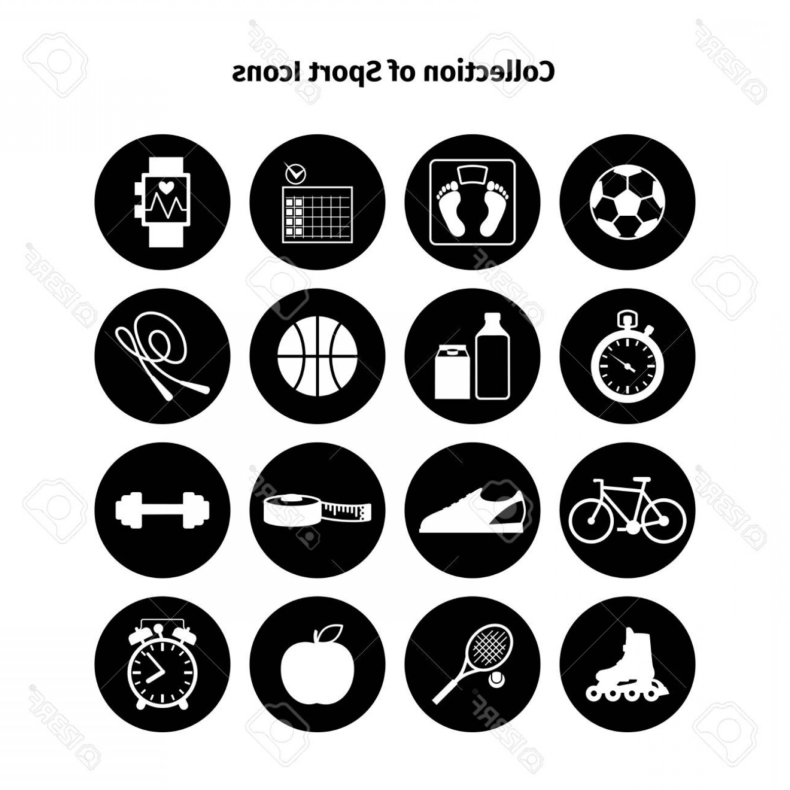 1560x1560 Photostock Vector Fitness White Icons In Black Circles Vector