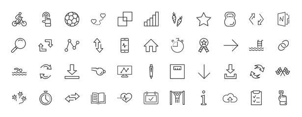 615x240 Set Of Fitness Vector Line Icons Contains Such Icons As Cycling