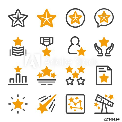 500x500 Five Star Icon,flat Line Style,vector And Illustration