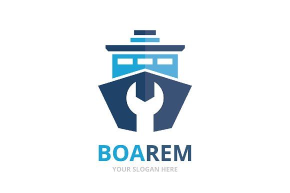 580x386 Vector Ship And Repair Logo Combination Boat And Fix Symbol