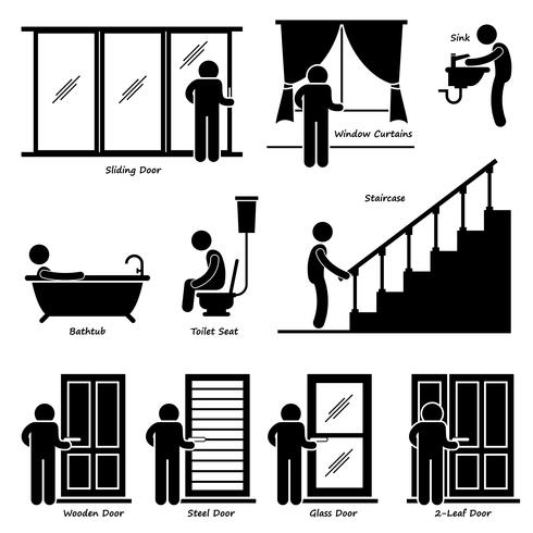 490x490 Home House Indoor Fixtures Stick Figure Pictogram Icon Cliparts