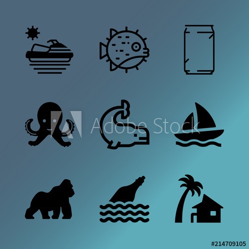 500x500 Vector Icon Set About Sea With Icons Related To Space, Fizz