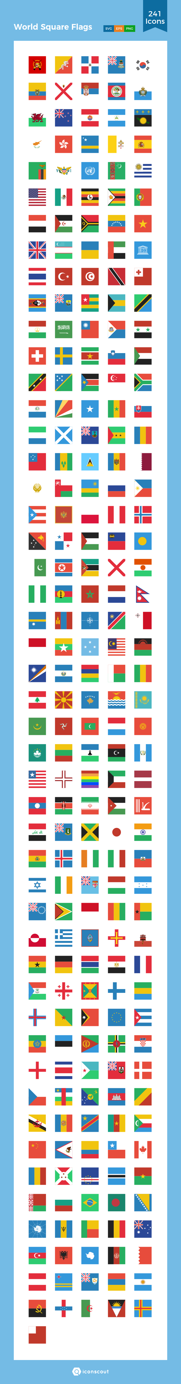 735x5597 World Square Flags Icon Pack