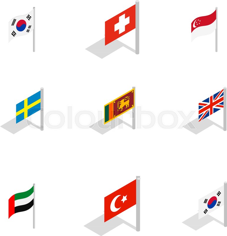 Country Flag Icon Set Isometric Set Stock Vector Colourbox 769x800 Country Flag Icon Set Isometric Set Stock Vector Colourbox