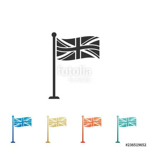 500x500 Flag Of Great Britain On Flagpole Icon Isolated On White