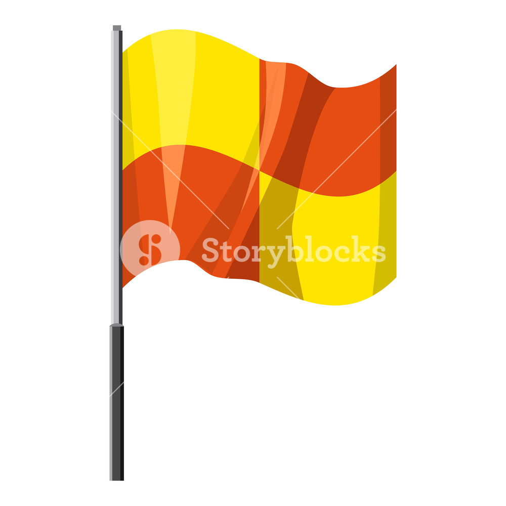 1000x1000 Yellow And Orange Flag With Flagpole Icon Cartoon Illustration