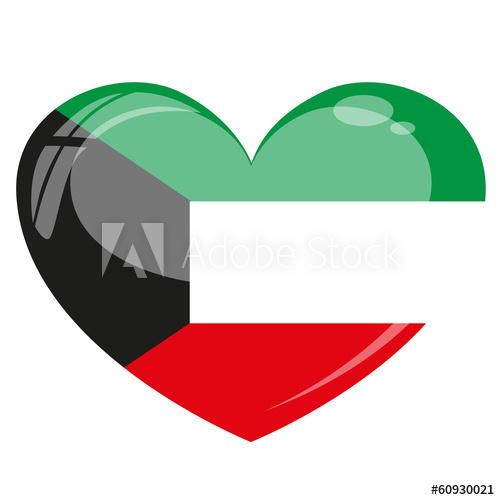 500x500 Kuwait Herz Flagge Icon Button