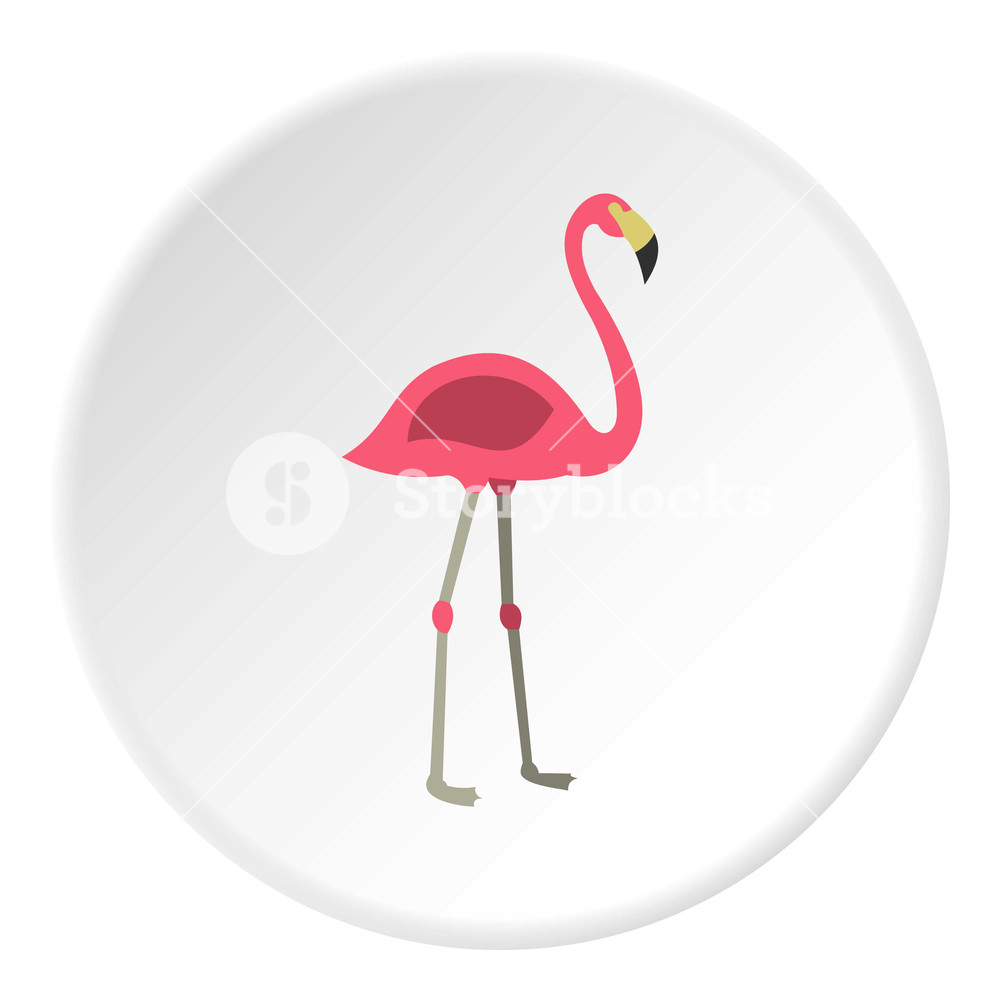 1000x1000 Pink Flamingo Icon In Flat Circle Isolated Vector Illustration