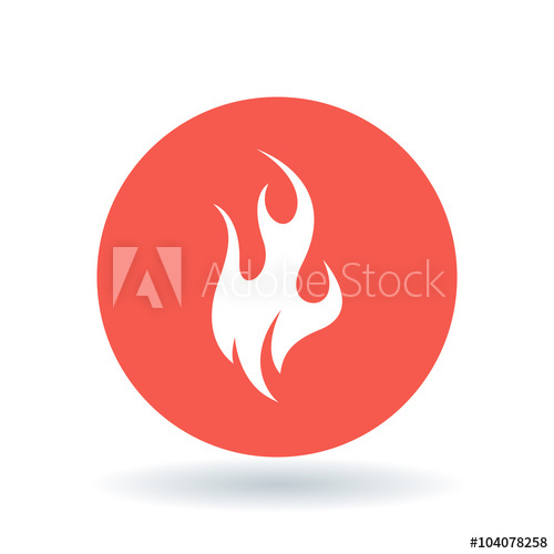 500x500 Fire Icon Flame Sign Flammable Symbol White Fire Icon On Red