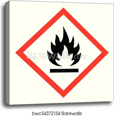 382x390 Flammable Hazard Icon, Canvas Print Barewalls Posters Prints