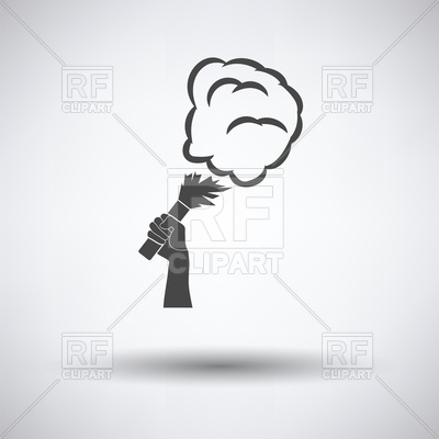 400x400 Football Fans Hand Holding Burned Flare With Smoke Icon On Gray