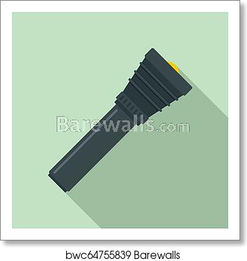 362x382 Police Flashlight Icon, Flat Style, Art Print Barewalls Posters