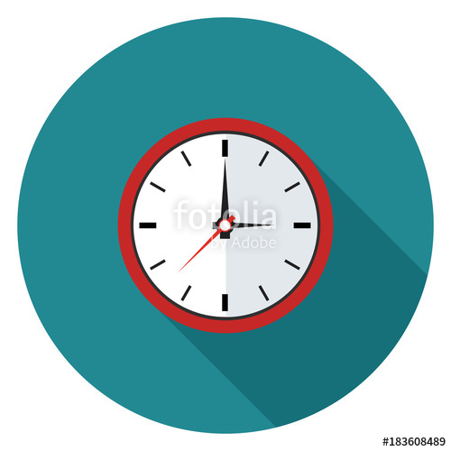 500x500 Clock Icon Illustration In Flat Style Round Icon With Long