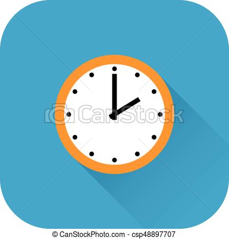 450x470 Clock Icon Vector Flat Design With Long Shadow Orange Vector