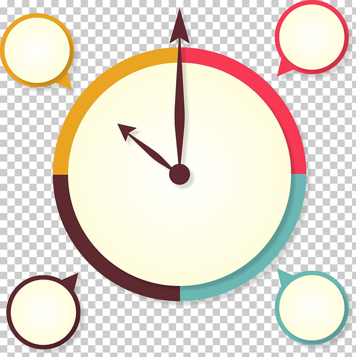 728x729 Infographic Clock Icon, Flat Clock Associated Graph Round