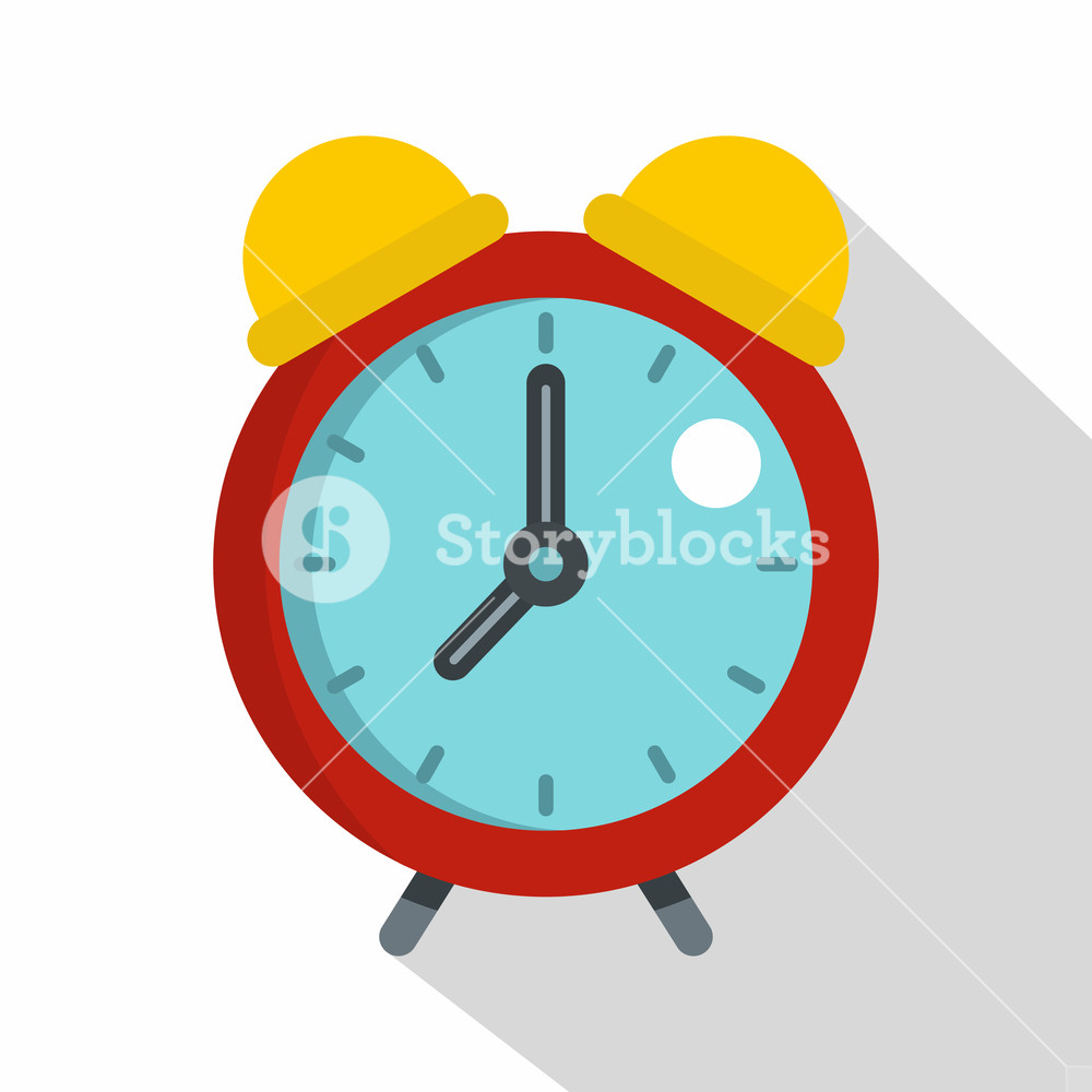 1000x1000 Red Alarm Clock Icon Flat Illustration Of Red Alarm Clock Vector