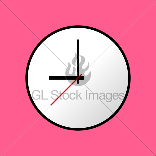 500x500 Clock Icon, Vector Illustration, Flat Design Gl Stock Images