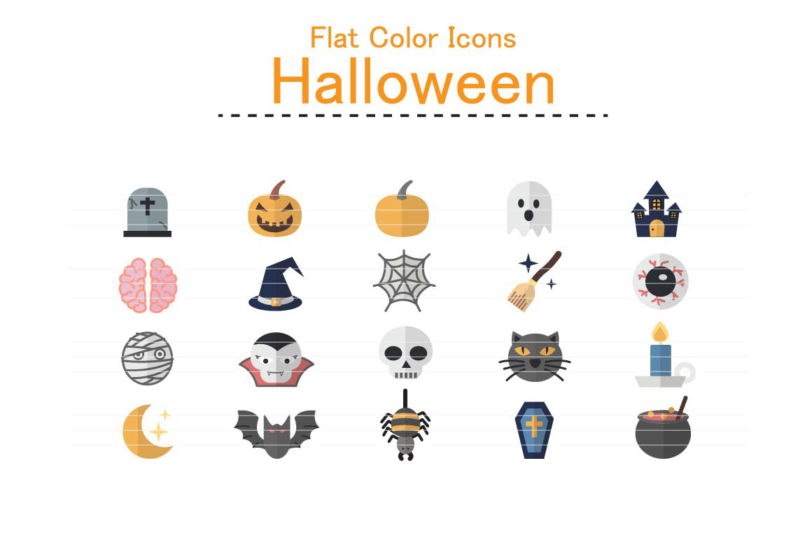 1160x772 Flat Color Icons Design Set Of Halloween Icons Set On Behance