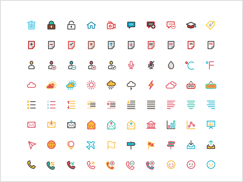 800x600 Free Flat Color Essentials Icons