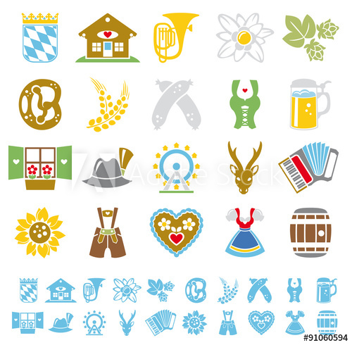 500x490 Munich Oktoberfest German Culture Flat Color Icon Set
