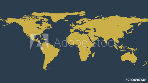 500x282 Gold Political World Map Illustration Vector Flat Earth Template