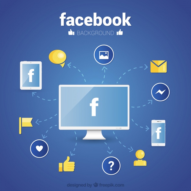 626x626 Facebook Wallpaper With Icons In Flat Design Vector Free Download