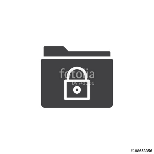 500x500 Lock Folder Icon Vector, Filled Flat Sign, Solid Pictogram