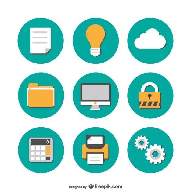 626x626 Office Flat Icons Collection Vector Free Download