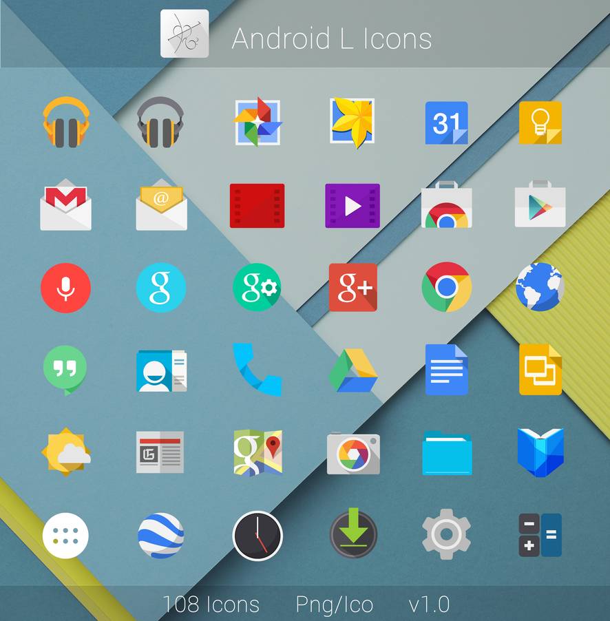 886x902 Android L Flat Icons