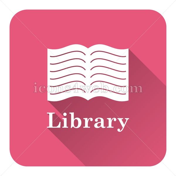 600x600 Library Flat Icon With Long Shadow Vector