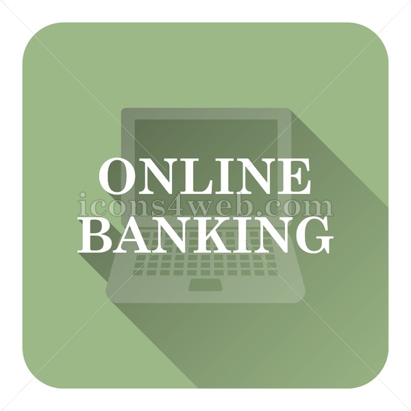 600x600 Online Banking Flat Icon With Long Shadow Vector