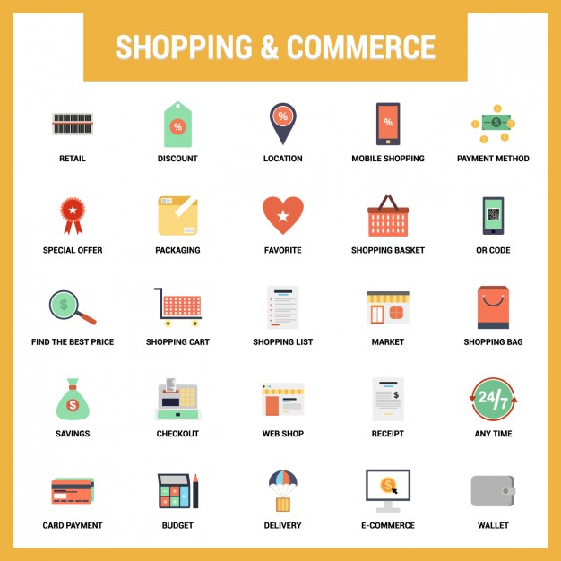 626x626 Shopping And Commerce Flat Icons Set Vector Free Download