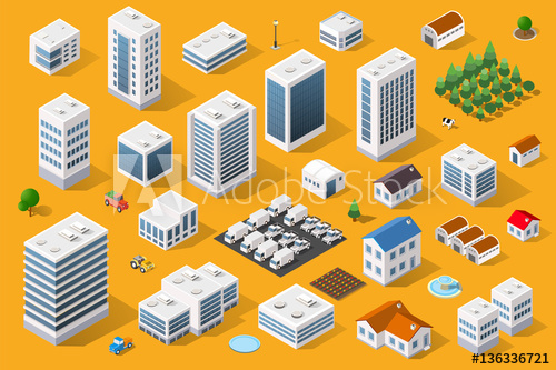 500x333 Cityscape Design Elements With Isometric Building City Map