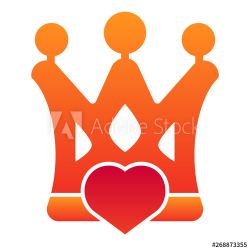 500x500 Crown With Heart Flat Icon Love Queen Color Icons In Trendy Flat