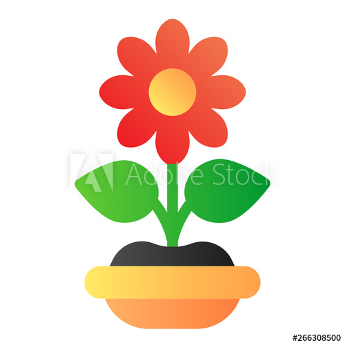 500x500 Flower In Pot Flat Icon Plant Color Icons In Trendy Flat Style