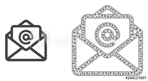 500x273 Polygonal Mesh Open Email And Flat Icon Are Isolated On A White
