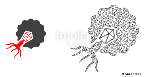 500x268 Polygonal Mesh Virus Infecting Cell And Flat Icon Are Isolated