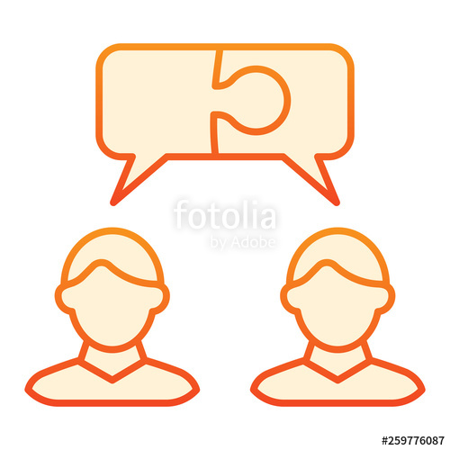500x500 Workers Chat Flat Icon Employee Talk Orange Icons In Trendy Flat