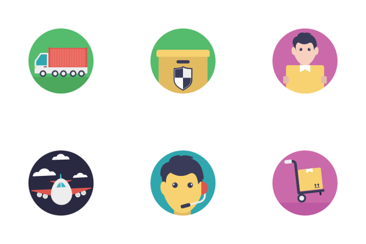 720x480 Download Logistics And Delivery Flat Icons Icon Pack