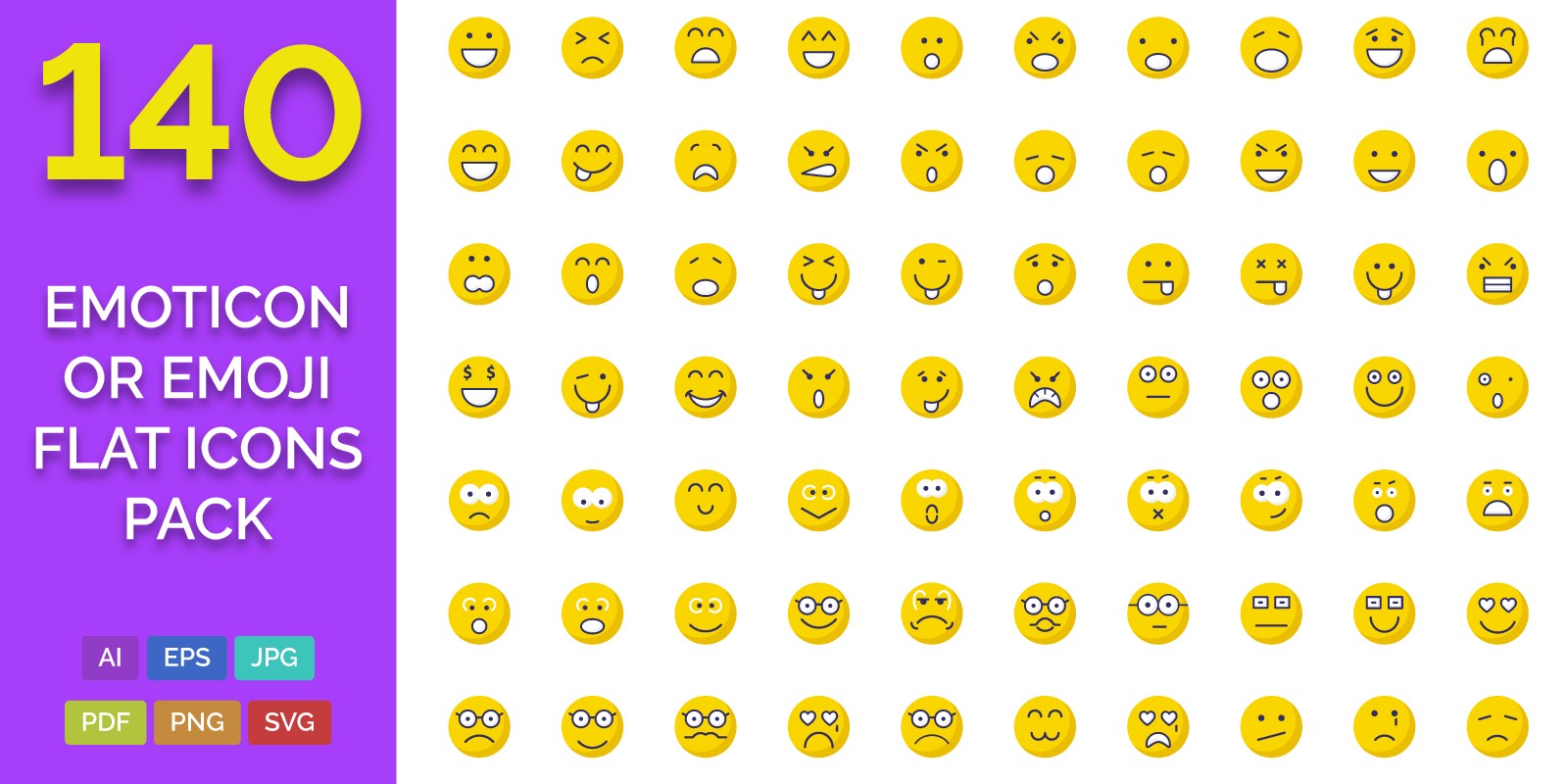 1600x800 Emoticon Or Emoji Flat Icons Pack Codester