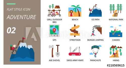 500x271 Flat Icon Pack Icons For Adventure, Grill, Outdoor, Beach,ice