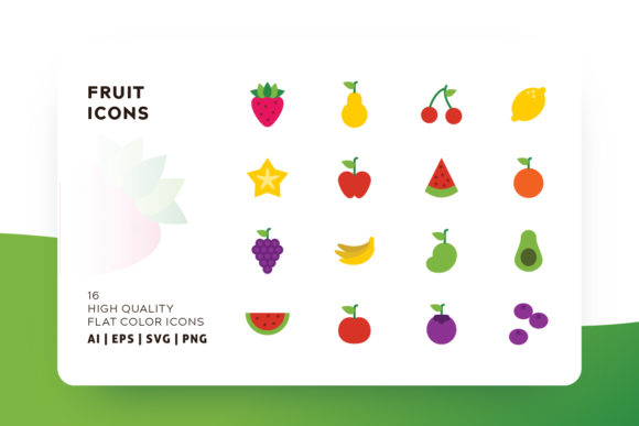 580x387 Fruit Flat Icon Pack Graphic